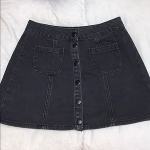 Brandy Melville | Black Denim Button-Up Skirt